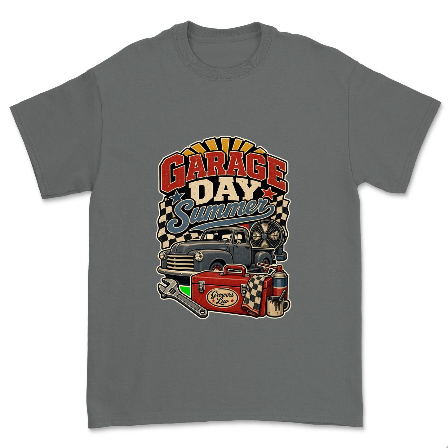 Garage Day Summer Men's Gildan Graphic Tee in Charcoal