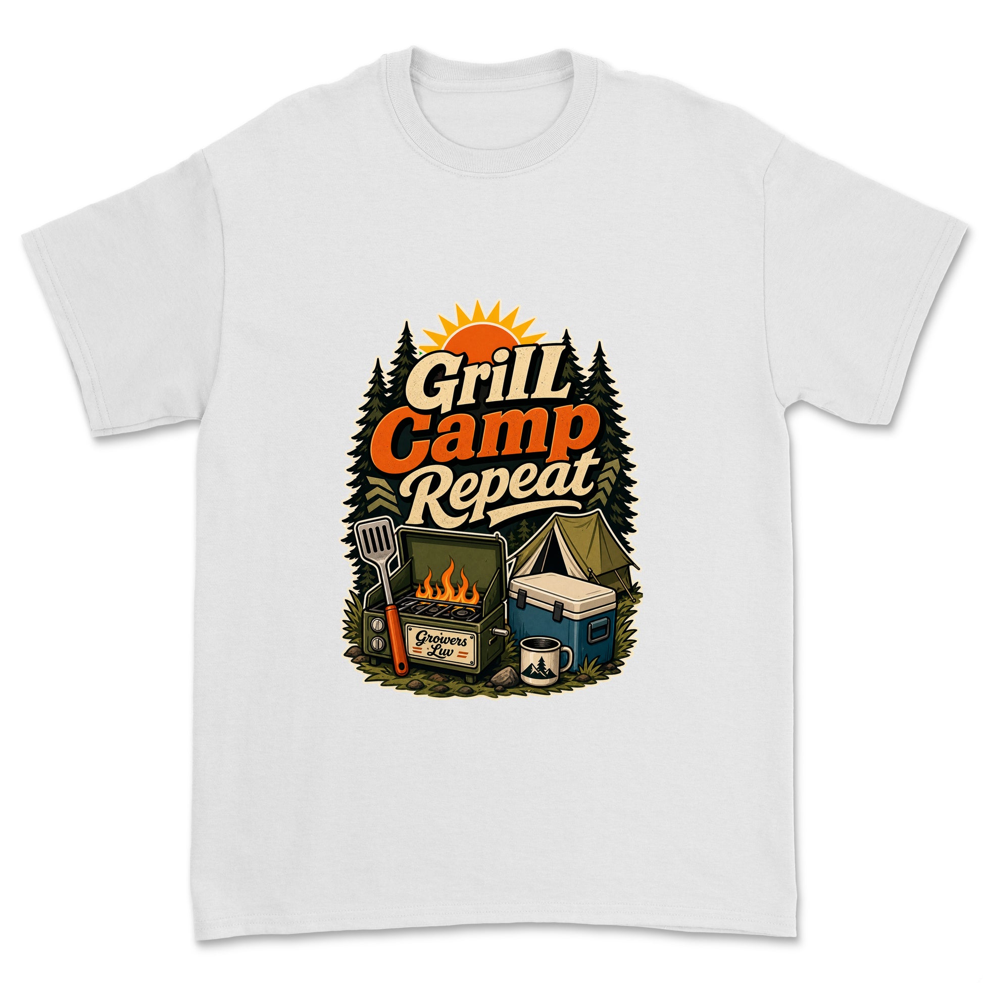 Grill Camp Repeat Men's Gildan Graphic Tee in White