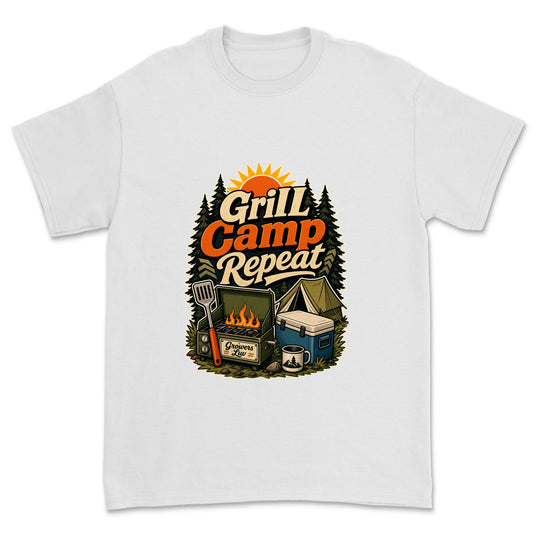 Grill Camp Repeat Men's Gildan Graphic Tee in White