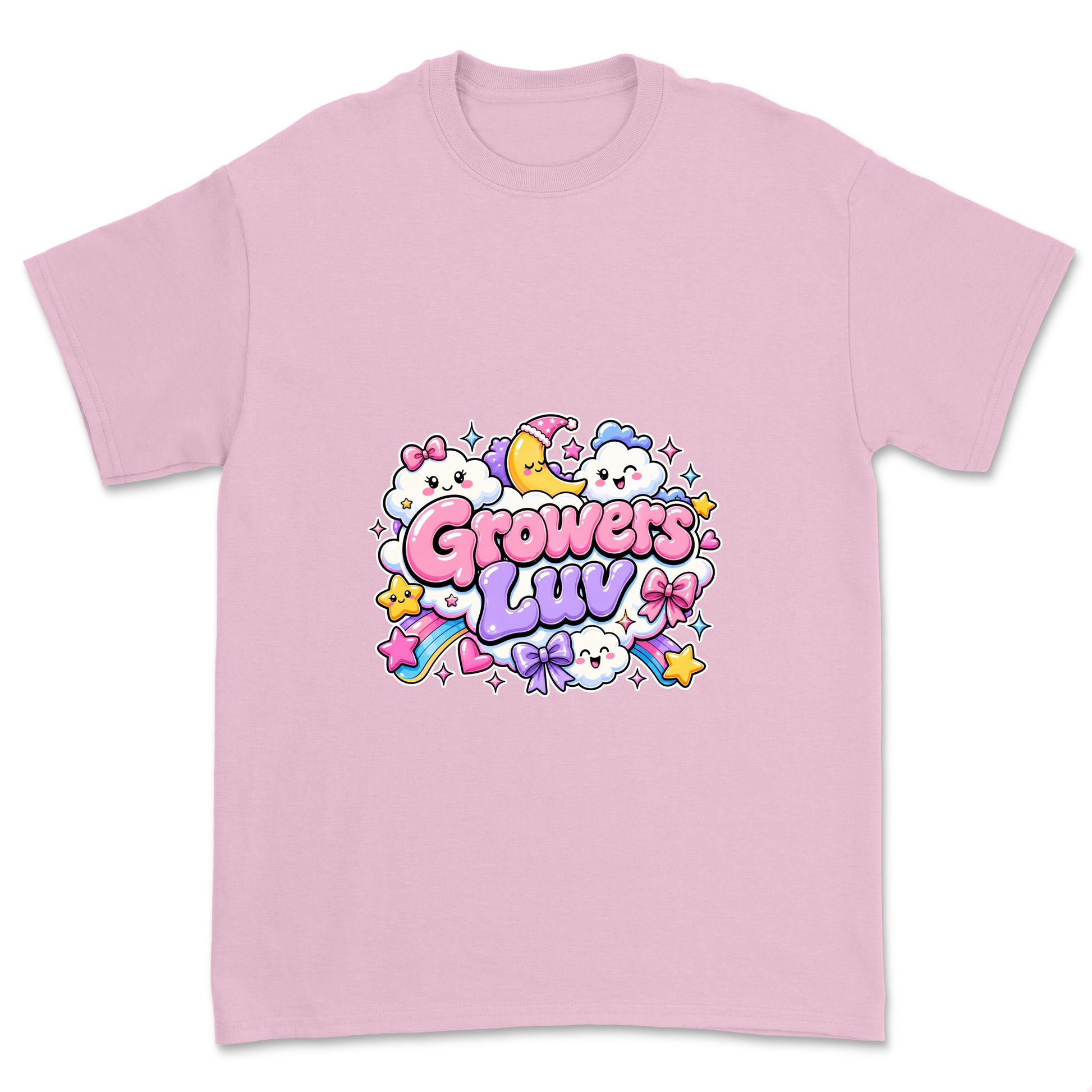 Kawaii Cloud Youth Graphic Tee in Light Pink