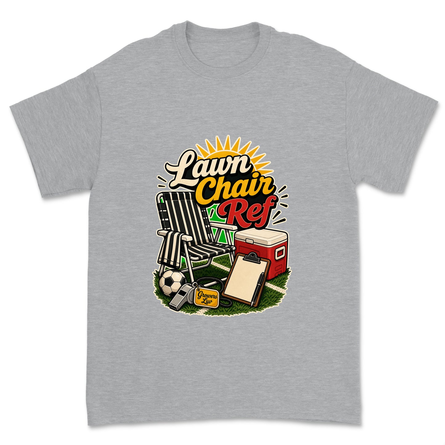 Lawn Chair Ref Men's Gildan Graphic Tee in Sport Grey Heather