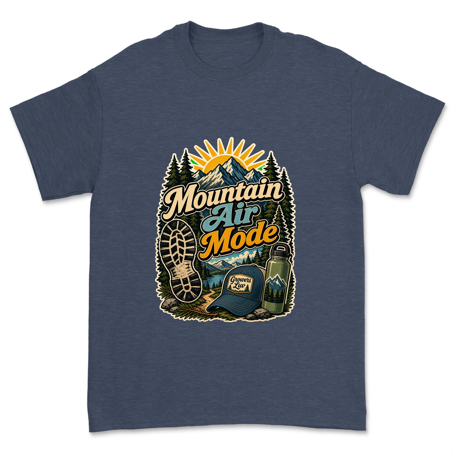 Mountain Air Mode Men's Gildan Graphic Tee in Heather Navy