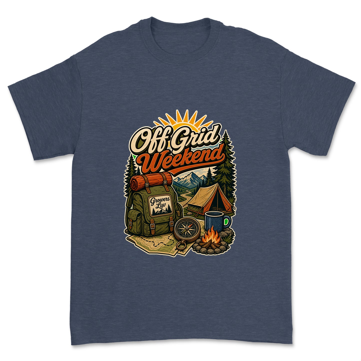 Off Grid Weekend Men's Gildan Graphic Tee in Heather Navy
