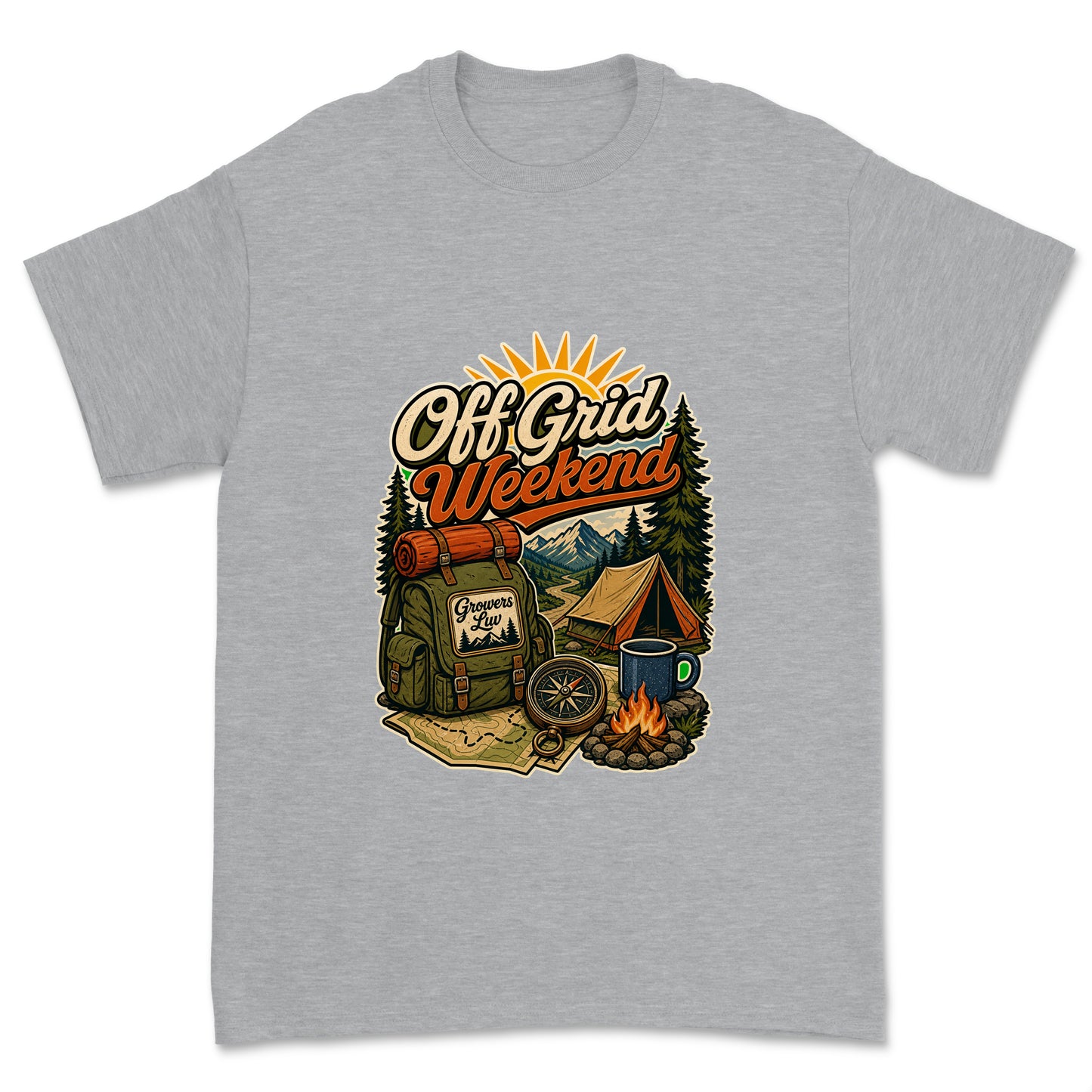 Off Grid Weekend Men's Gildan Graphic Tee in Sport Grey Heather