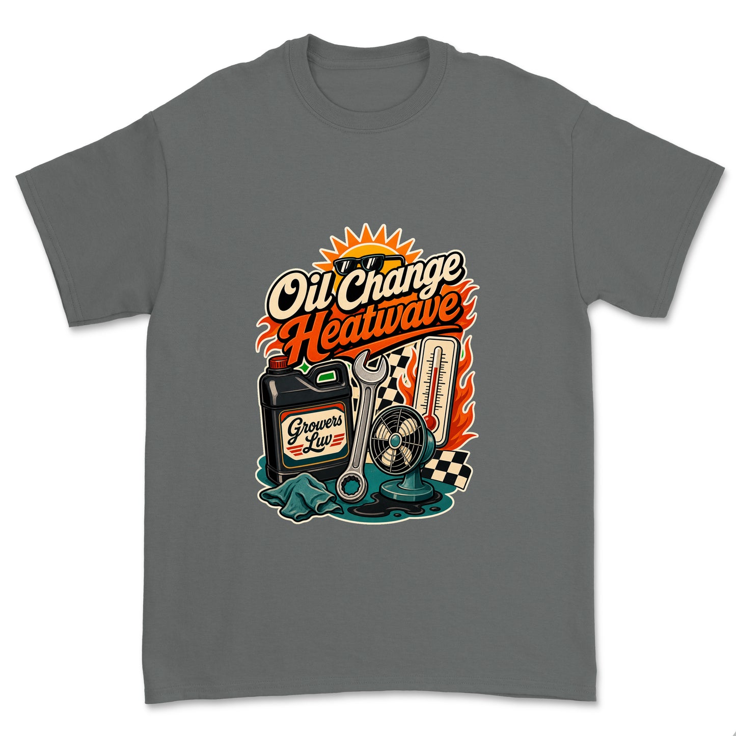 Oil Change Heatwave Men's Gildan Graphic Tee in Charcoal