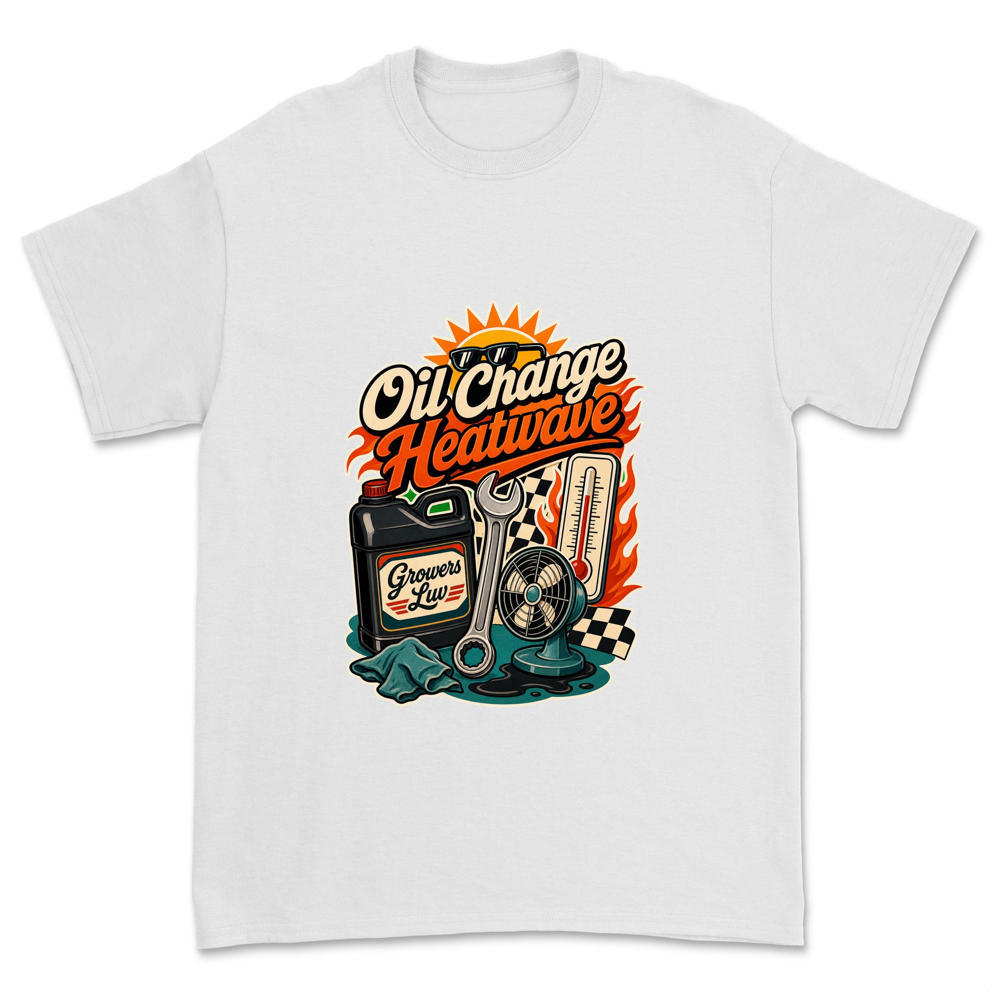 Oil Change Heatwave Men's Gildan Graphic Tee in White