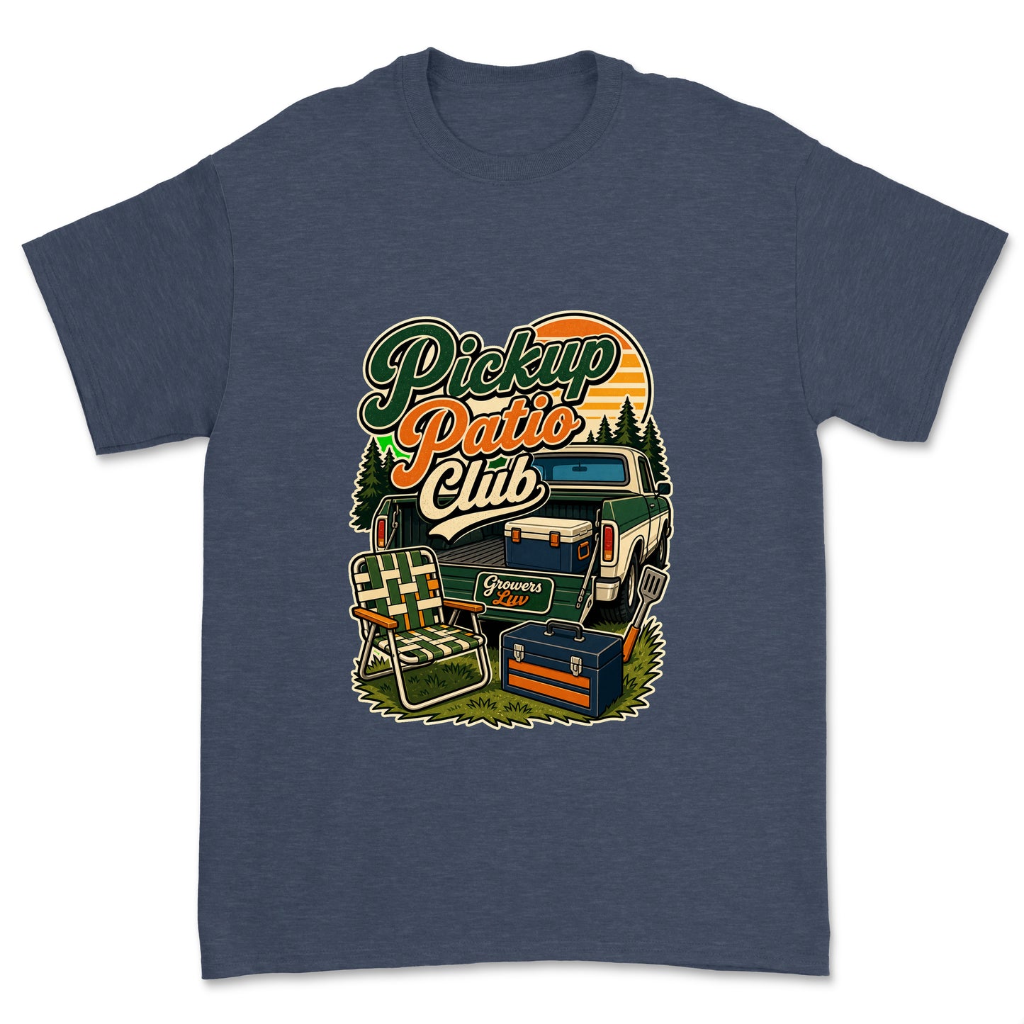 Pickup Patio Club Men's Gildan Graphic Tee in Heather Navy