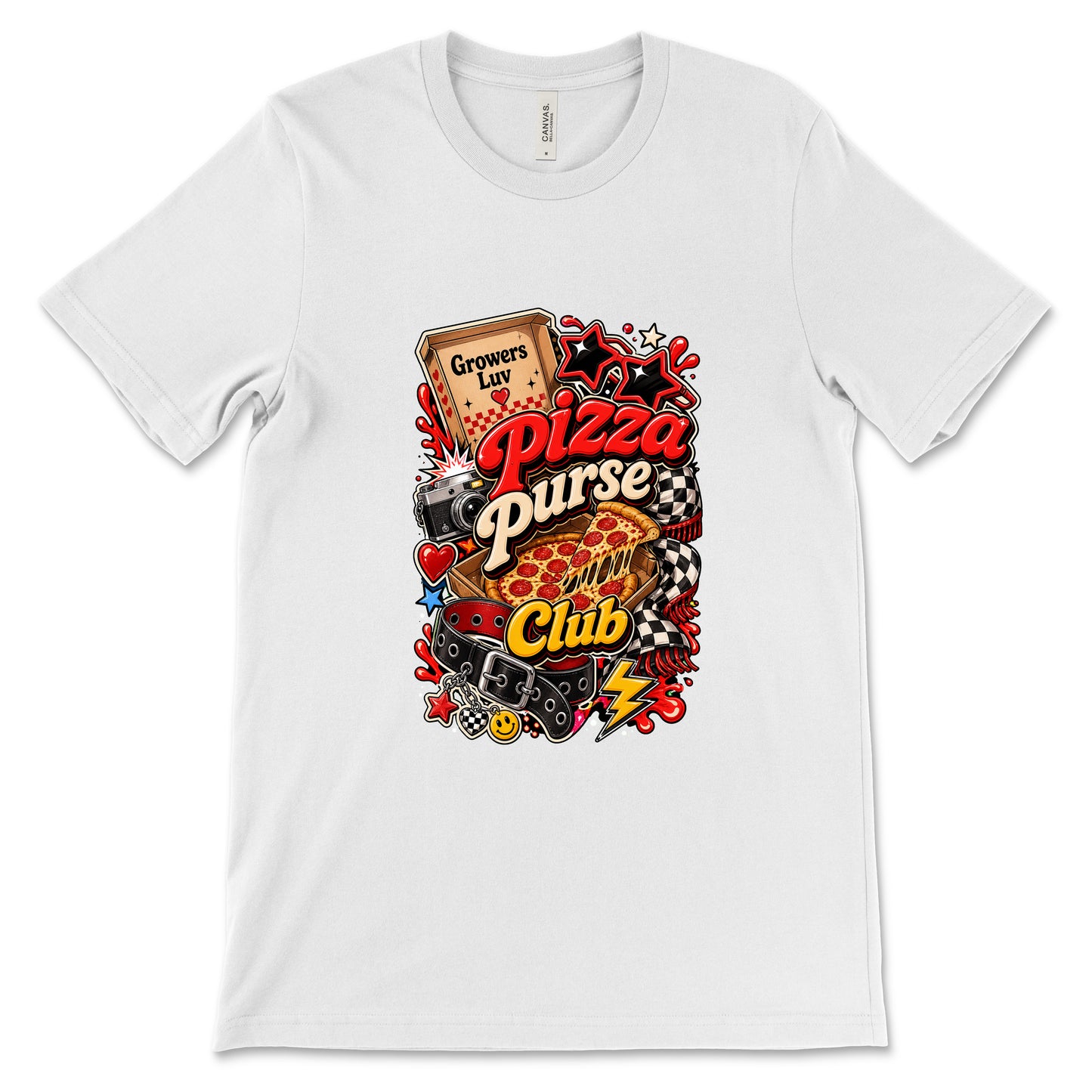 Pizza Purse Club Women's Bella Canvas Graphic Tee in White