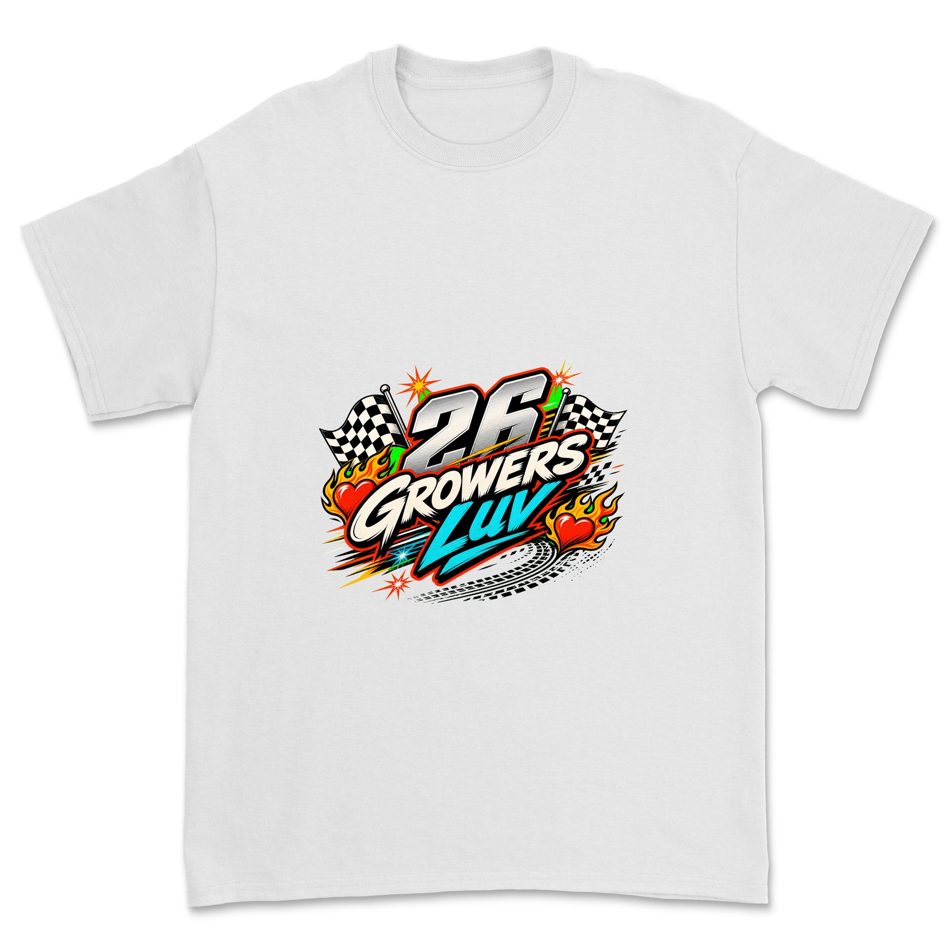 Racing Hearts Youth Graphic Tee in White