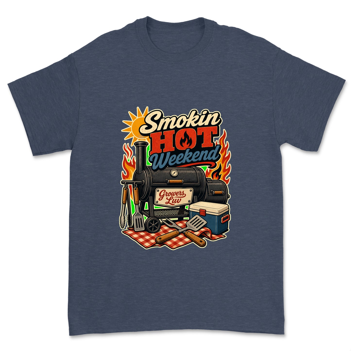 Smokin Hot Weekend Men's Gildan Graphic Tee in Heather Navy