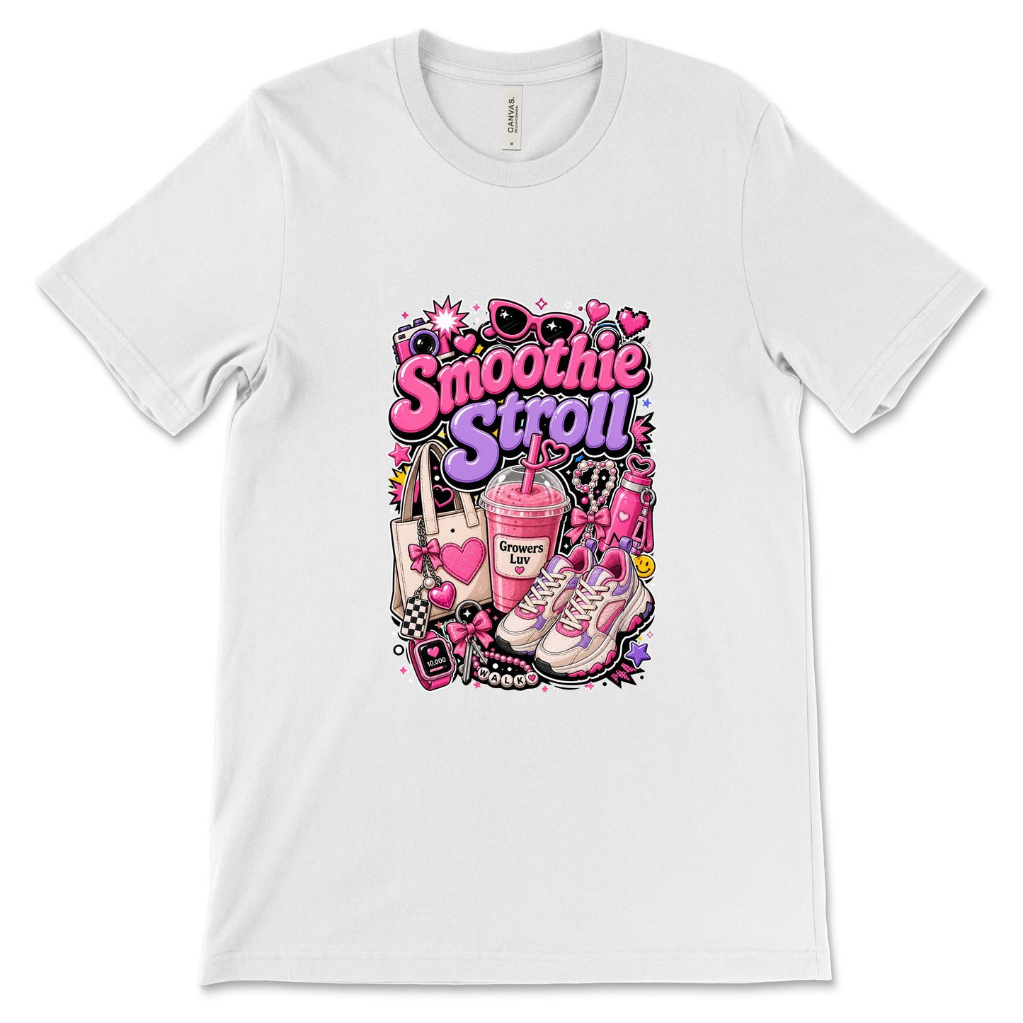 Smoothie Stroll Women's Bella Canvas Graphic Tee in White