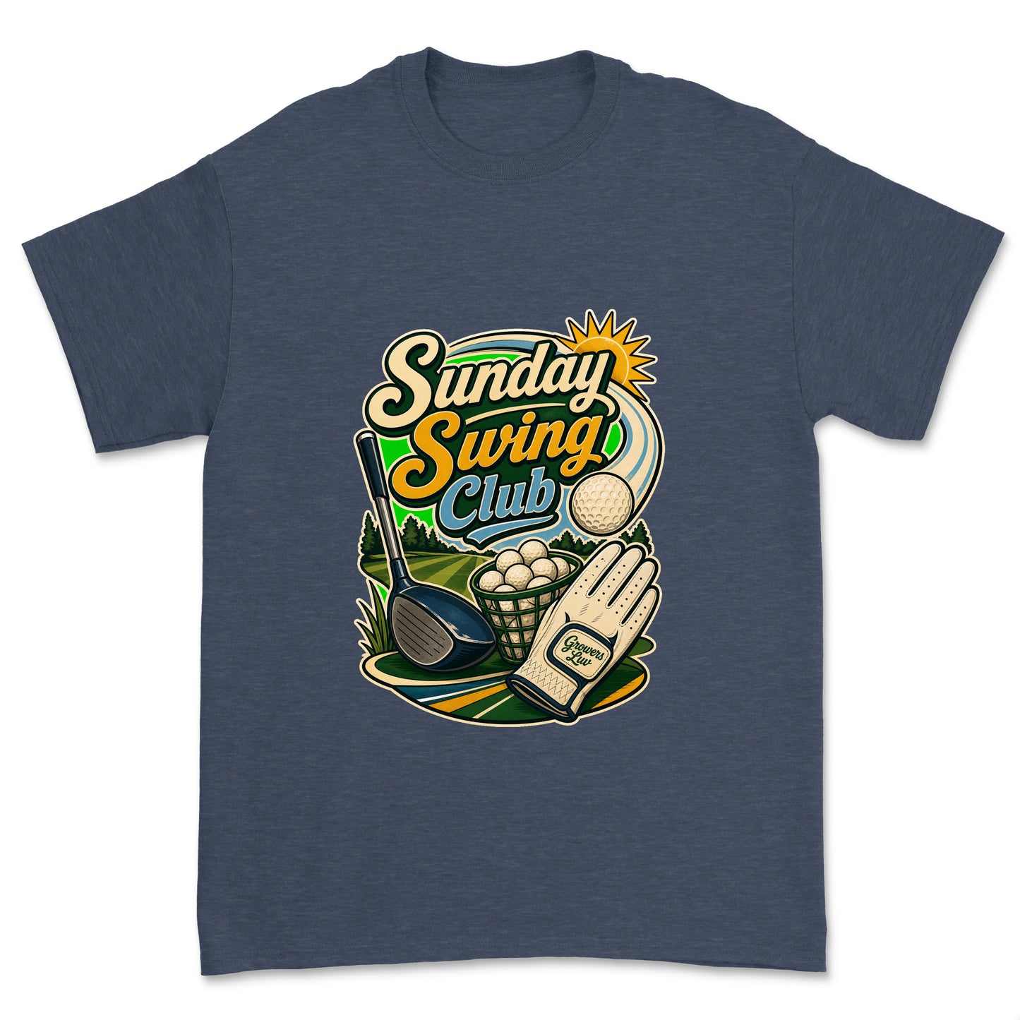 Sunday Swing Club Men's Gildan Graphic Tee in Heather Navy