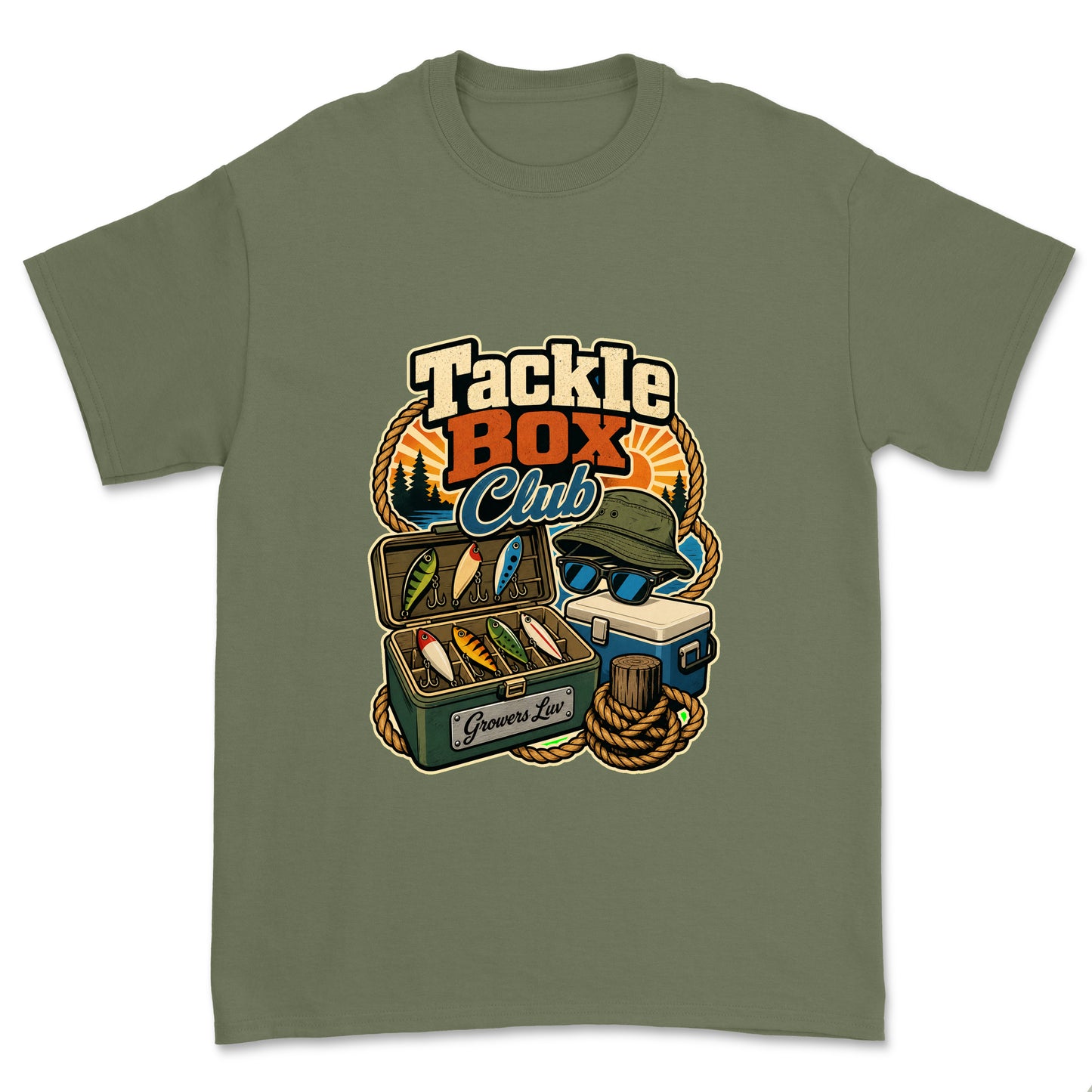 Tackle Box Club Men's Gildan Graphic Tee in Military Green