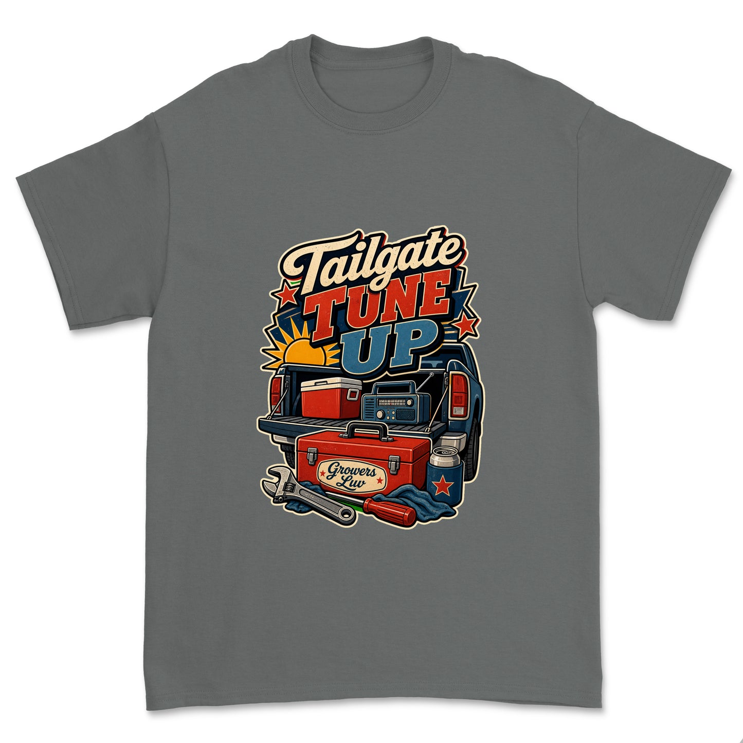 Tailgate Tune Up Men's Gildan Graphic Tee in Charcoal