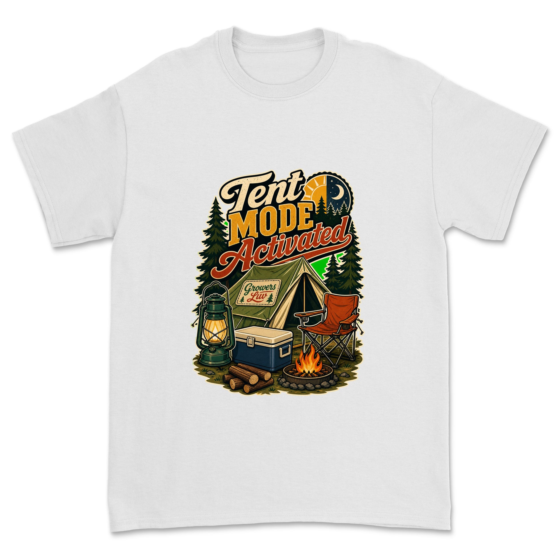 Tent Mode Activated Men's Gildan Graphic Tee in White