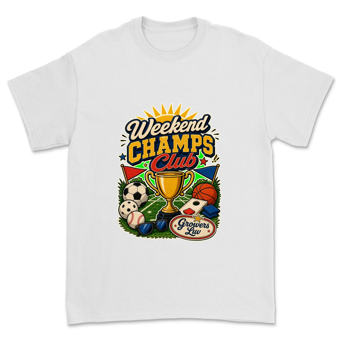 Weekend Champs Club Men's Gildan Graphic Tee in White