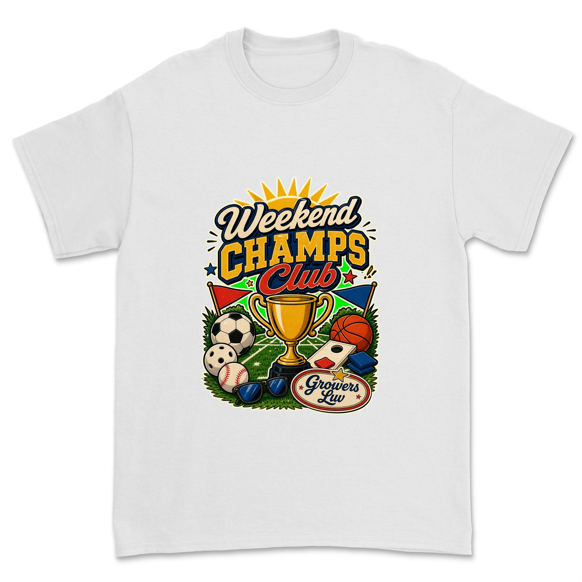 Weekend Champs Club Men's Gildan Graphic Tee in White