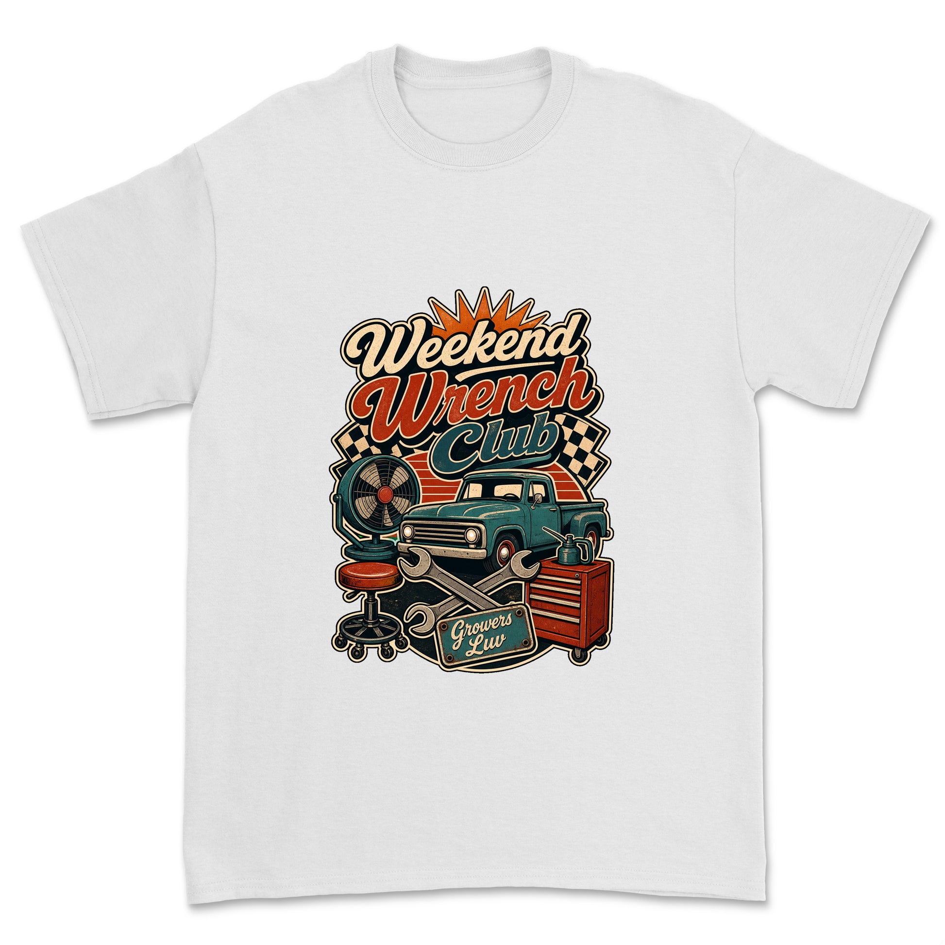 Weekend Wrench Club Men's Gildan Graphic Tee in White