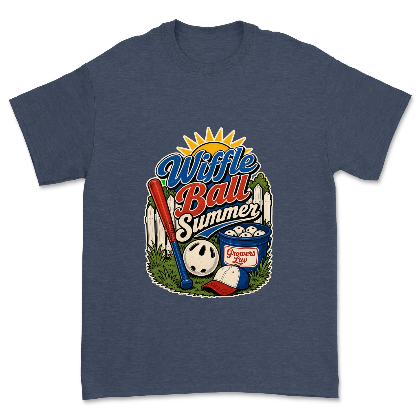 Wiffle Ball Summer Men's Gildan Graphic Tee in Heather Navy