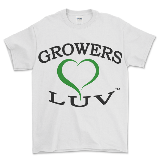 Growers Luv T-Shirt White with Green Heart